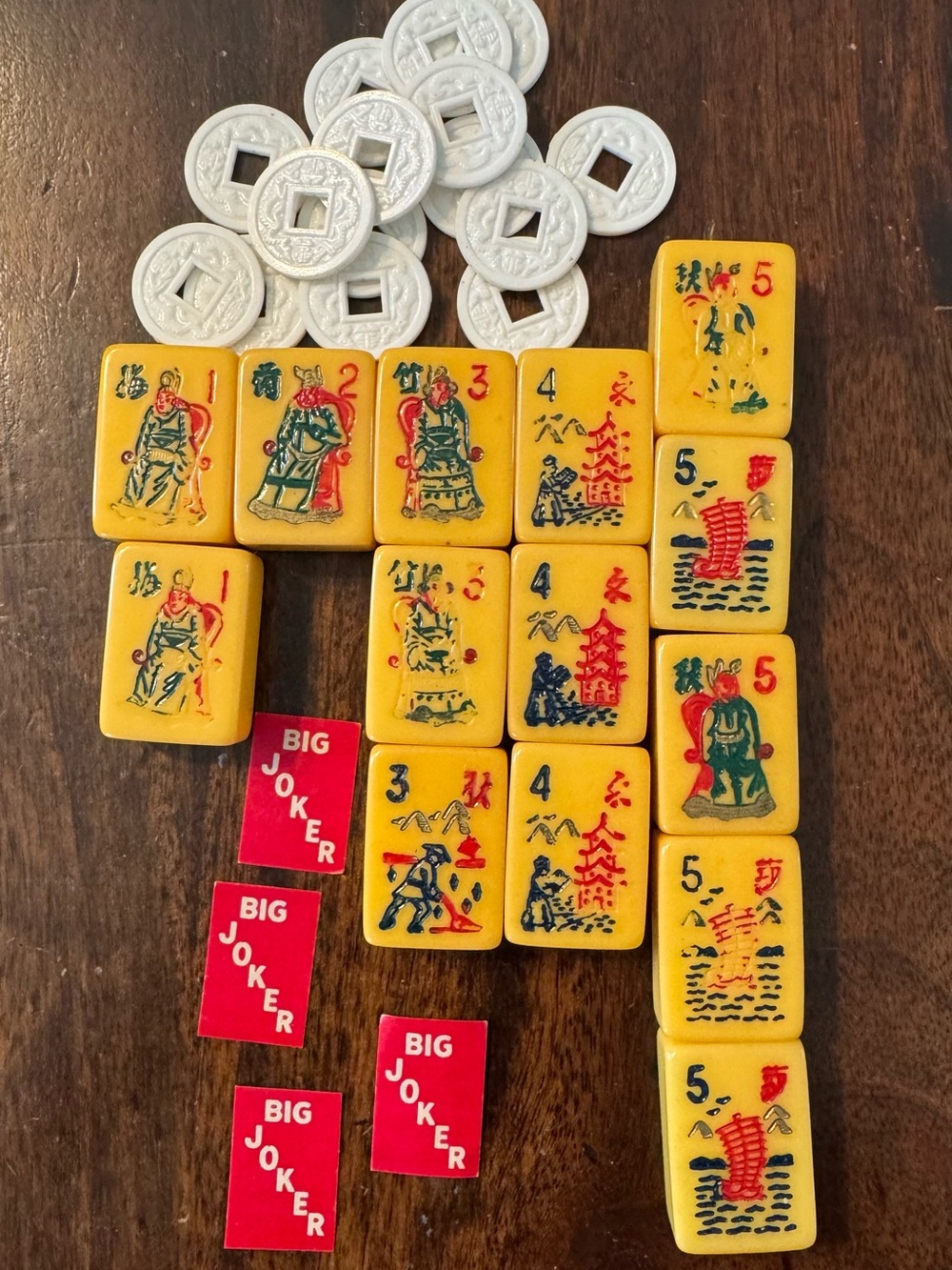 Vintage Mah Jong Butterscotch Bakelite Game Tiles With Plastic Chips 1940s